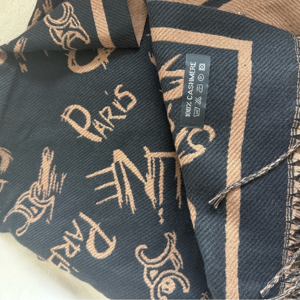 casere Brown and Black Graphic Scarf